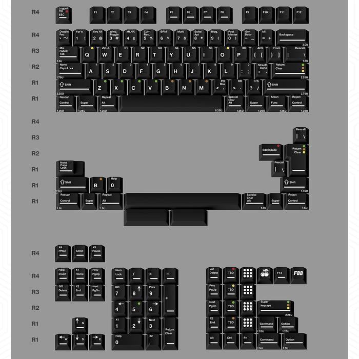 FBB SBK / Super Black Keycaps Cherry Profile Dye sub PBT Keycap 145-Keys