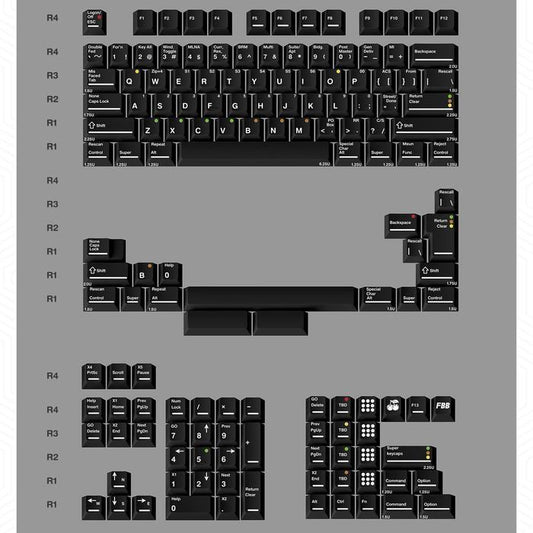 FBB SBK / Super Black Keycaps Cherry Profile Dye sub PBT Keycap 145-Keys