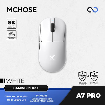 MCHOSE A7 Pro 8K Wireless Ultra Light Weight Gaming Mouse GPX Shape