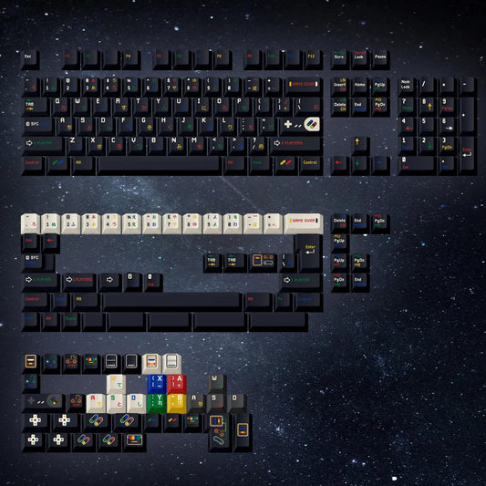 FBB SFC 1990 Hiragana Black Keycaps Cherry Profile Dye sub PBT Keycap 171-Keys