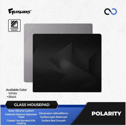 GLSSWRKS Polarity Silicone Base COATED Japanese Glanova 2.5 Tempered Glass Gaming Mousepad Kaca (Hybrid-Speed)
