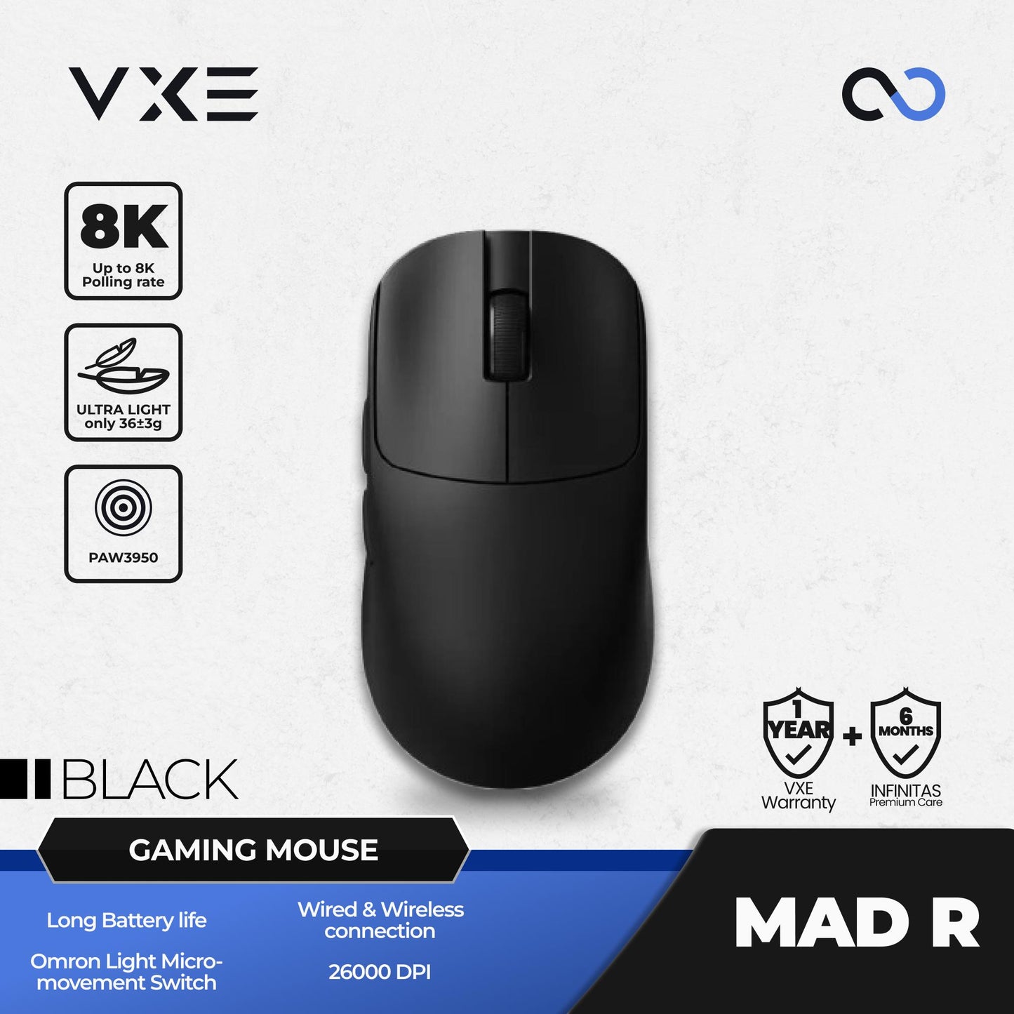 VGN VXE MAD R 8K Wireless Light Weight Gaming Mouse
