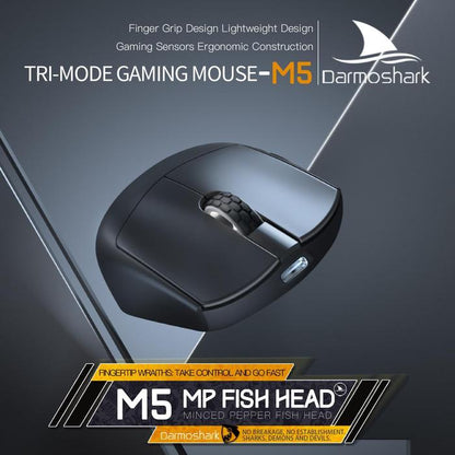 Darmoshark M5 MP Fish Head 4K 8K Wireless Ultra Light Finger Tip Gaming Mouse