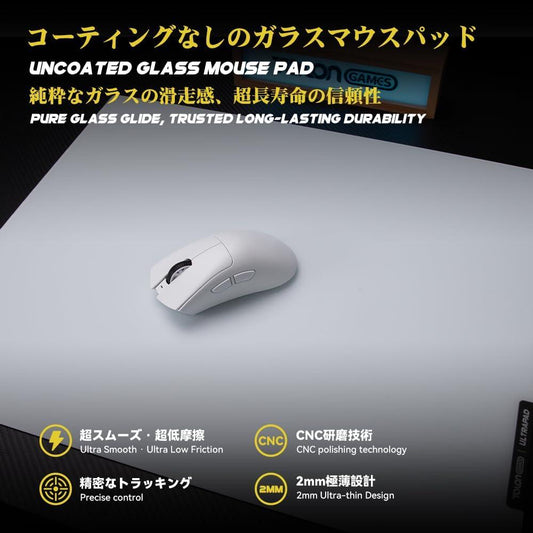 Talongames Ultrapad Poron Base AGC Japanese CNC Tempered Glass Gaming Mousepad Kaca (Hybrid-Control)