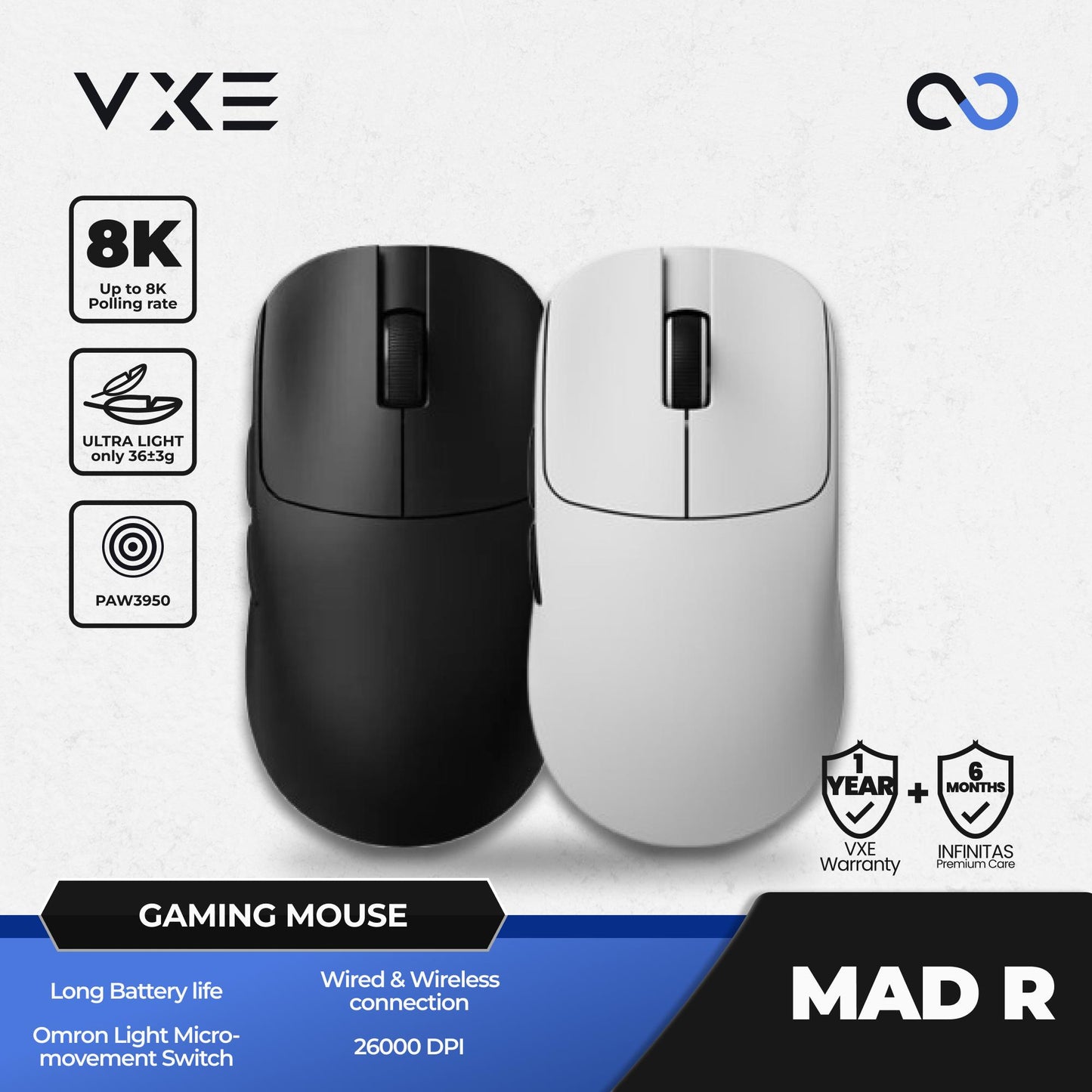 VGN VXE MAD R 8K Wireless Light Weight Gaming Mouse