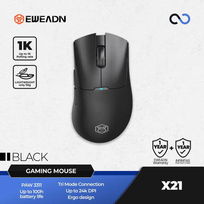 EWEADN X21 Wireless Light Weight Ergonomic PAW3311 Gaming Mouse