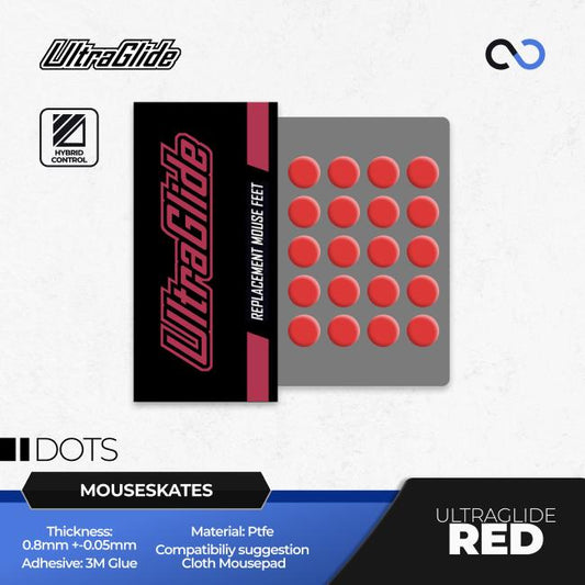 Meow Gaming Gear UltraGlide Red Dots Universal Mouse Feet / Mouse Skate PTFE for Cloth Mouse pad (Hybrid-Control)