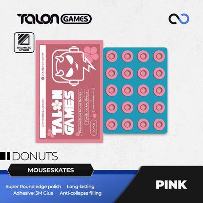 TALONGAMES Pink Donuts Universal Mouse Feet / Mouse Skate PTFE for Cloth Mouse pad (Hybrid)
