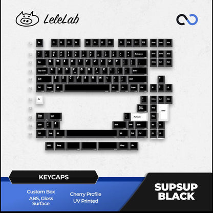 LeleLab Supsup Black / Super X Black Transparent Keycaps Cherry Profile UV Printed ABS Keycap 138-Keys